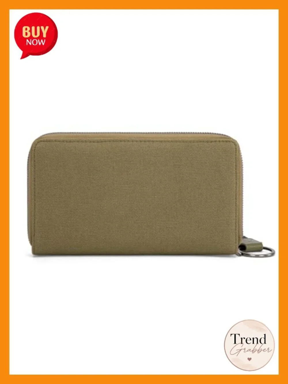 Canvas Faux Leather Wristlet Wallet with Multiple Card Slots and Money Clip